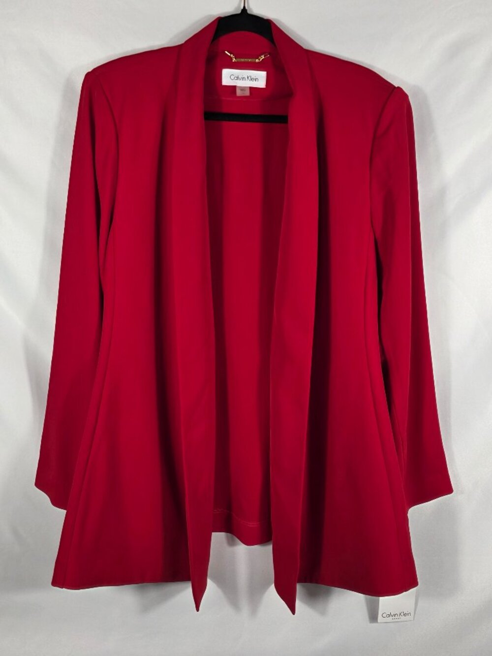 Calvin Klein Open Front Red Blazer Jacket Women's Size 1X Long Length NEW